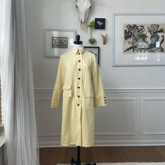 Vintage 60s 70s Carol Brent Pastel Yellow Raincoat S M - Picture 3 of 9